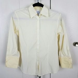 Brooks Brothers Yellow Stripe Button Down Top